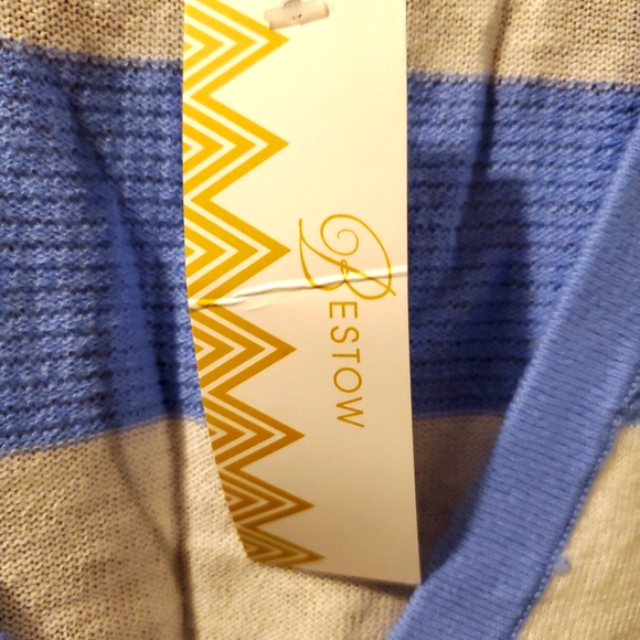 Bestow blue & white striped button down cardigan XL - Picture 6 of 9